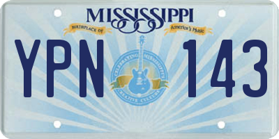 MS license plate YPN143