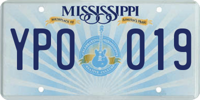 MS license plate YPO019