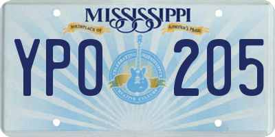 MS license plate YPO205