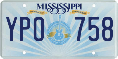 MS license plate YPO758