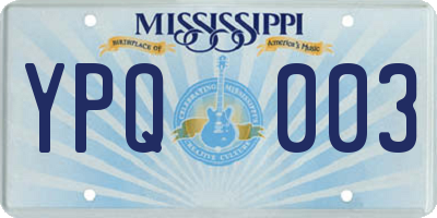 MS license plate YPQ003