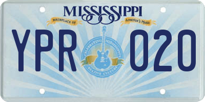 MS license plate YPR020