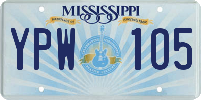 MS license plate YPW105