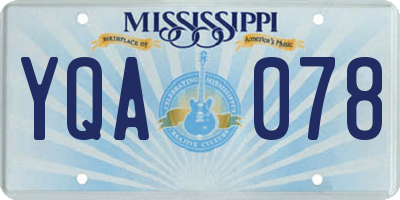 MS license plate YQA078
