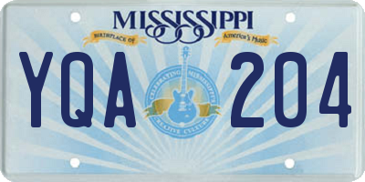 MS license plate YQA204