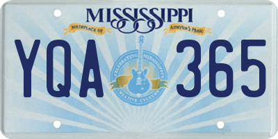 MS license plate YQA365