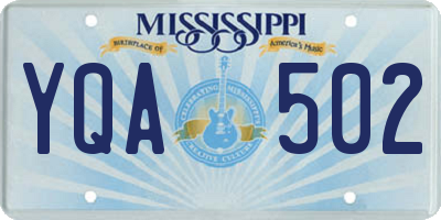 MS license plate YQA502