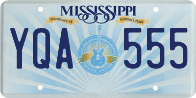 MS license plate YQA555