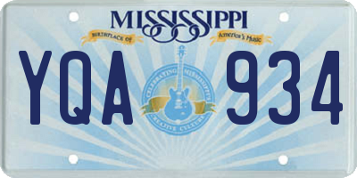 MS license plate YQA934