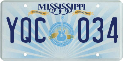 MS license plate YQC034