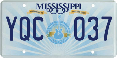MS license plate YQC037