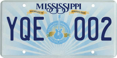 MS license plate YQE002