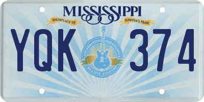 MS license plate YQK374