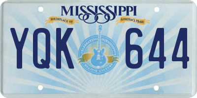 MS license plate YQK644
