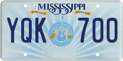 MS license plate YQK700