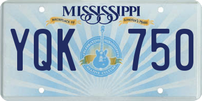 MS license plate YQK750