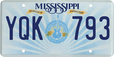 MS license plate YQK793