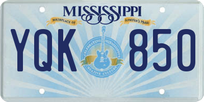 MS license plate YQK850