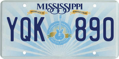 MS license plate YQK890