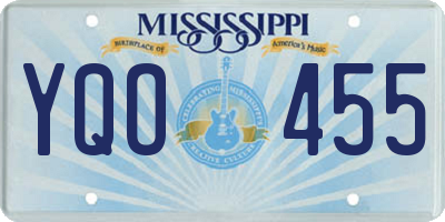 MS license plate YQO455