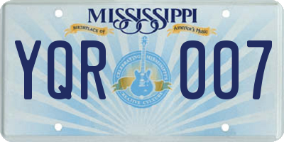 MS license plate YQR007