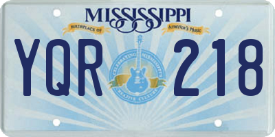 MS license plate YQR218