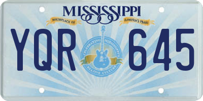 MS license plate YQR645