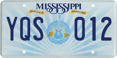 MS license plate YQS012