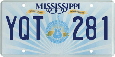 MS license plate YQT281