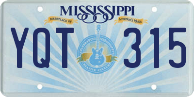 MS license plate YQT315