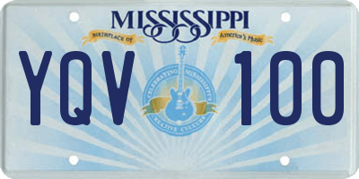 MS license plate YQV100