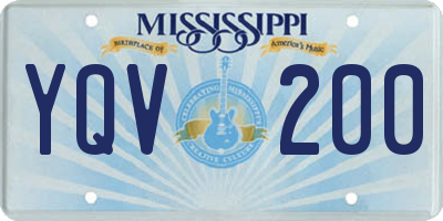 MS license plate YQV200