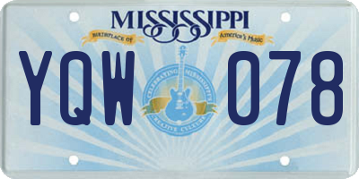MS license plate YQW078