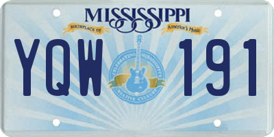 MS license plate YQW191