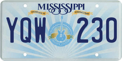 MS license plate YQW230