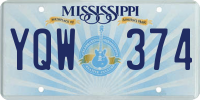 MS license plate YQW374