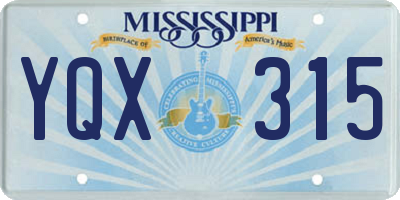 MS license plate YQX315