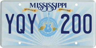 MS license plate YQY200