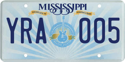 MS license plate YRA005