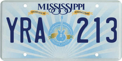 MS license plate YRA213