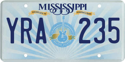 MS license plate YRA235