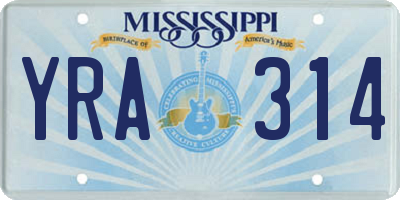 MS license plate YRA314