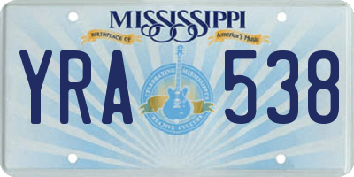 MS license plate YRA538