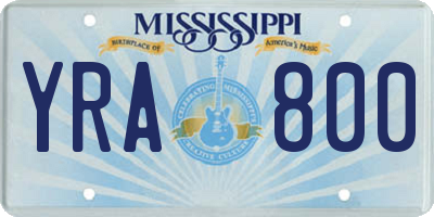 MS license plate YRA800