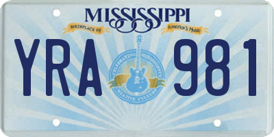 MS license plate YRA981