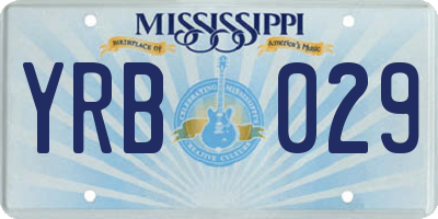 MS license plate YRB029
