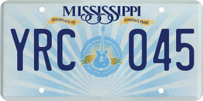 MS license plate YRC045