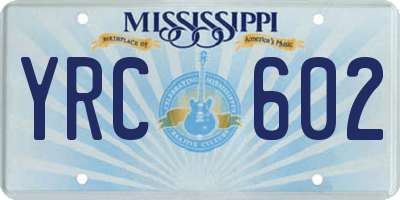 MS license plate YRC602