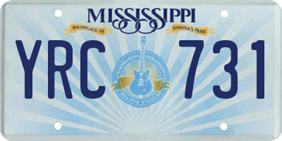 MS license plate YRC731
