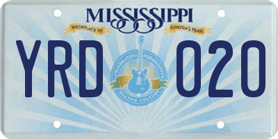 MS license plate YRD020